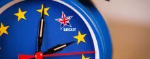 alarm clock with EU flag and the Union Jack as one of the stars