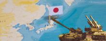 Map showing Japan with some tanks and missile launchers